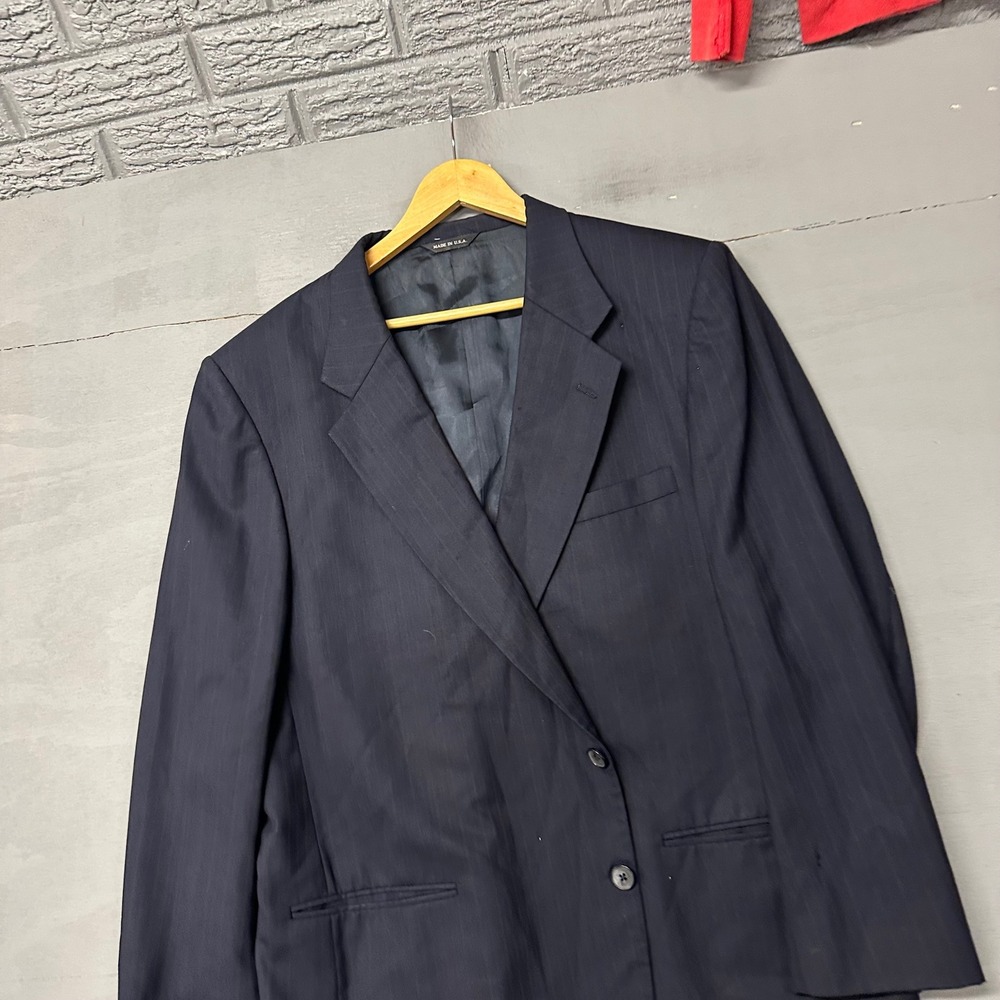 Polo University Club Ralph Lauren Navy Blue Pinstripe Blazer Made in USA Mens